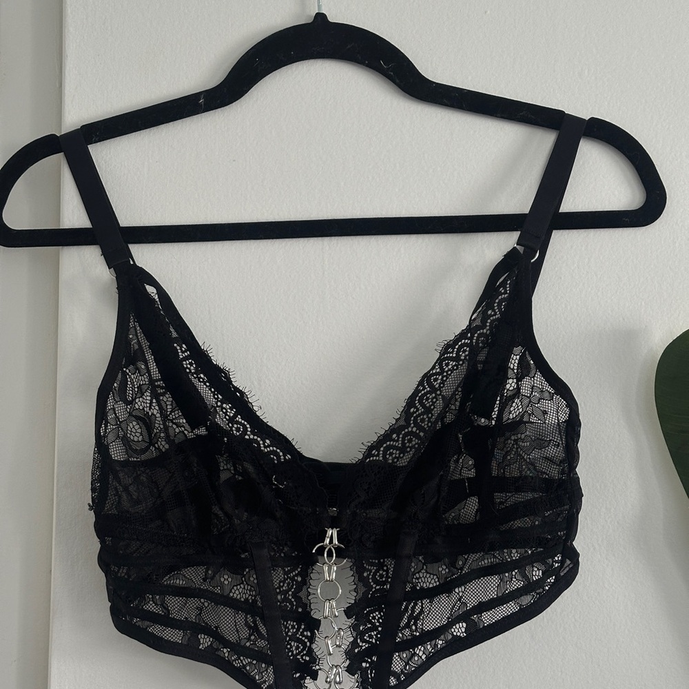 Thistle and Spire Black Lace Longline Bra